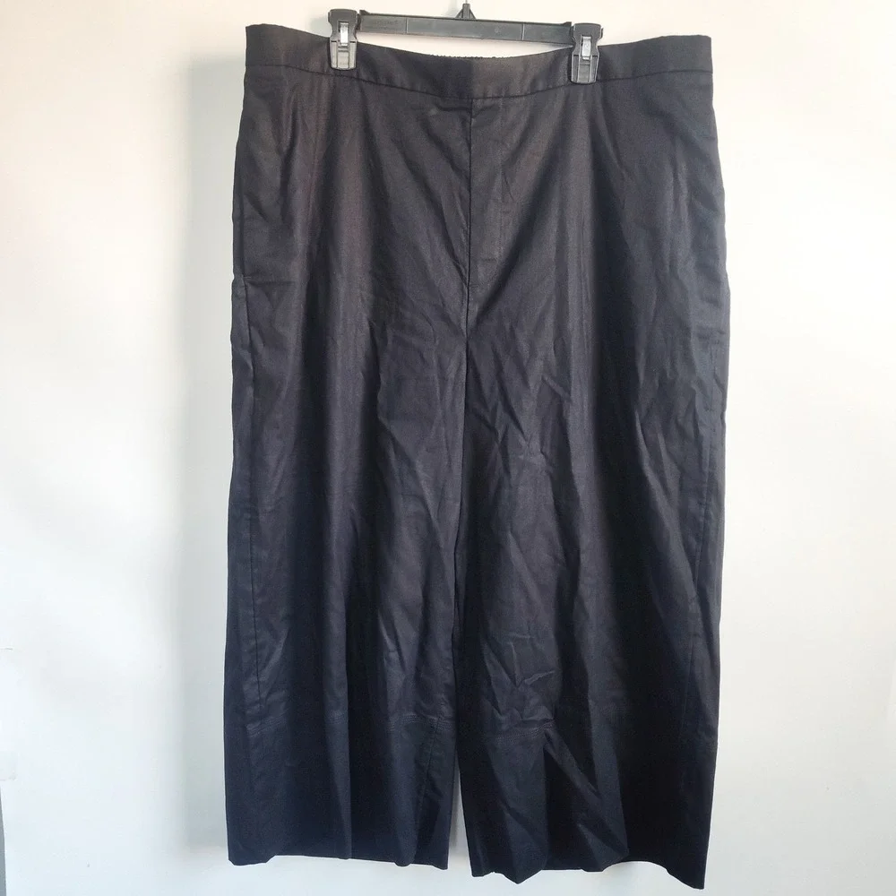 New‎ Banana Republic Pants XXL Linen Blend Wide Leg Cropped Flowy Black Vacation